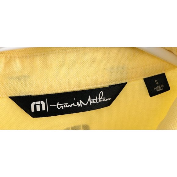 Travis Mathew Men’s S Pima Cotton Poly Blend Polo Shirt Yellow Striped - Picture 2 of 5